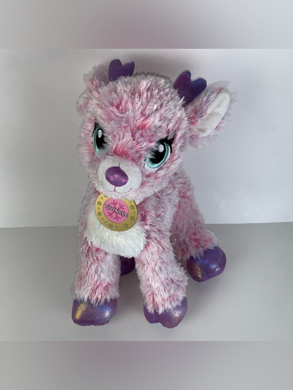 Build A Bear Twinkle Reindeer Sparkle Pink Purple Antlers Toy BAB Plush Stuffed